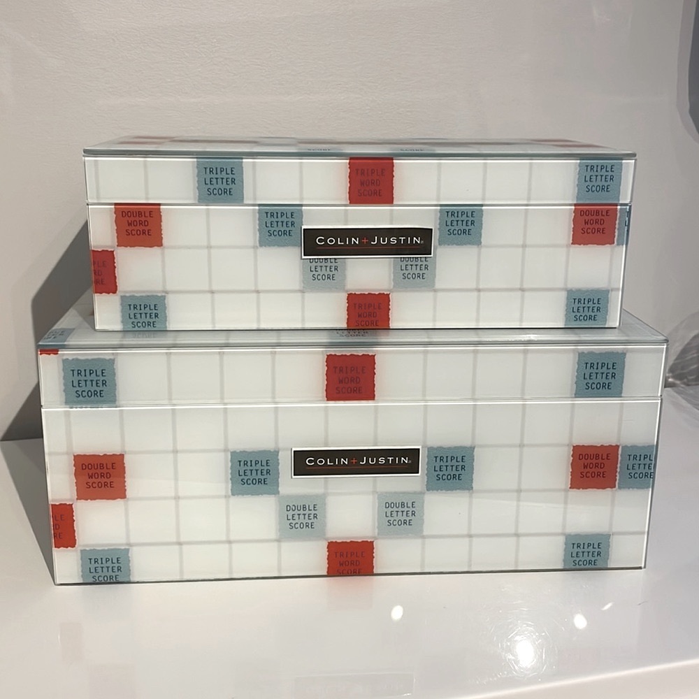 Gorgeous Colin + Justin Decorative Glass Scrabble Keepsake Boxes Large Size